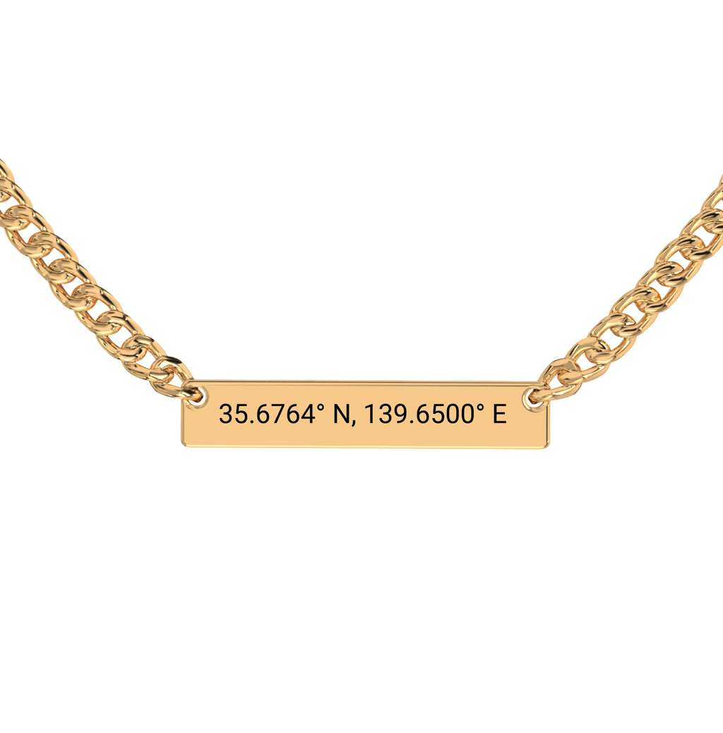 Collier Barre Horizontale Gravé Coordonnées