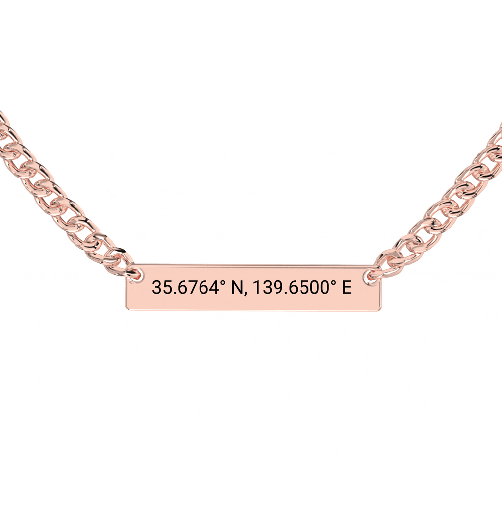 Collier Barre Horizontale Gravé Coordonnées