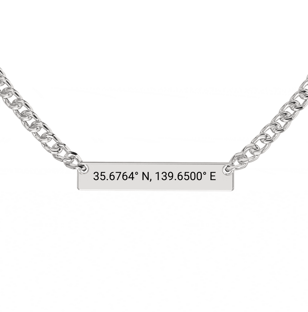 Collier Barre Horizontale Gravé Coordonnées