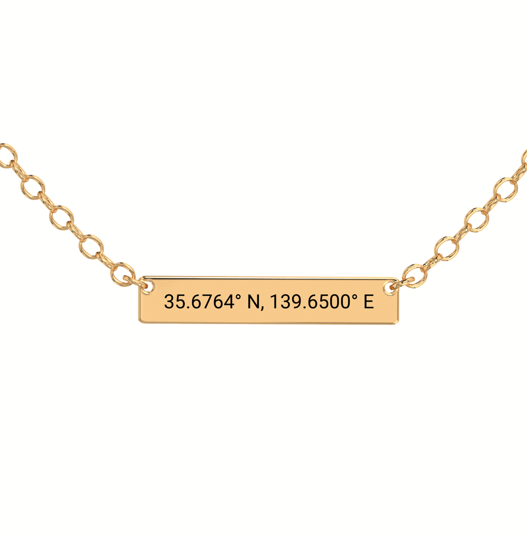 Collier Barre Horizontale Gravé Coordonnées