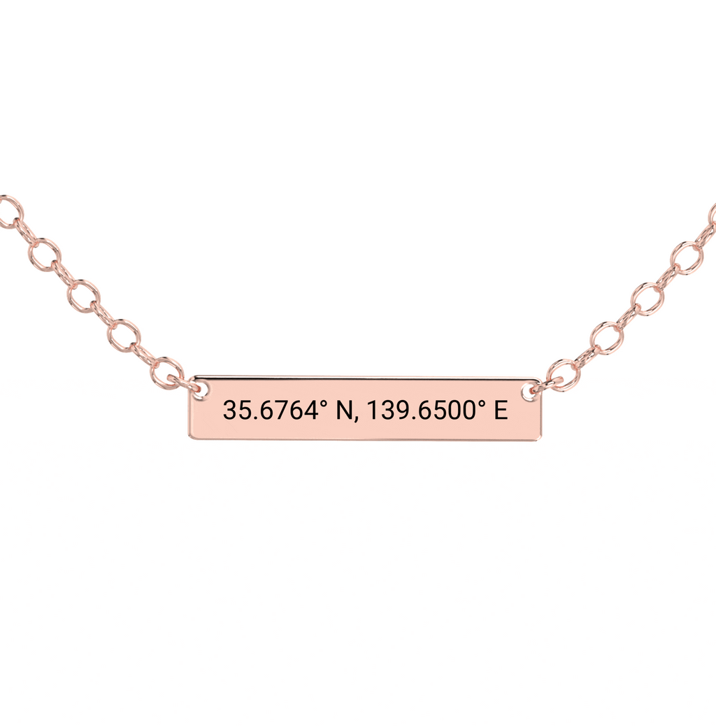 Collier Barre Horizontale Gravé Coordonnées