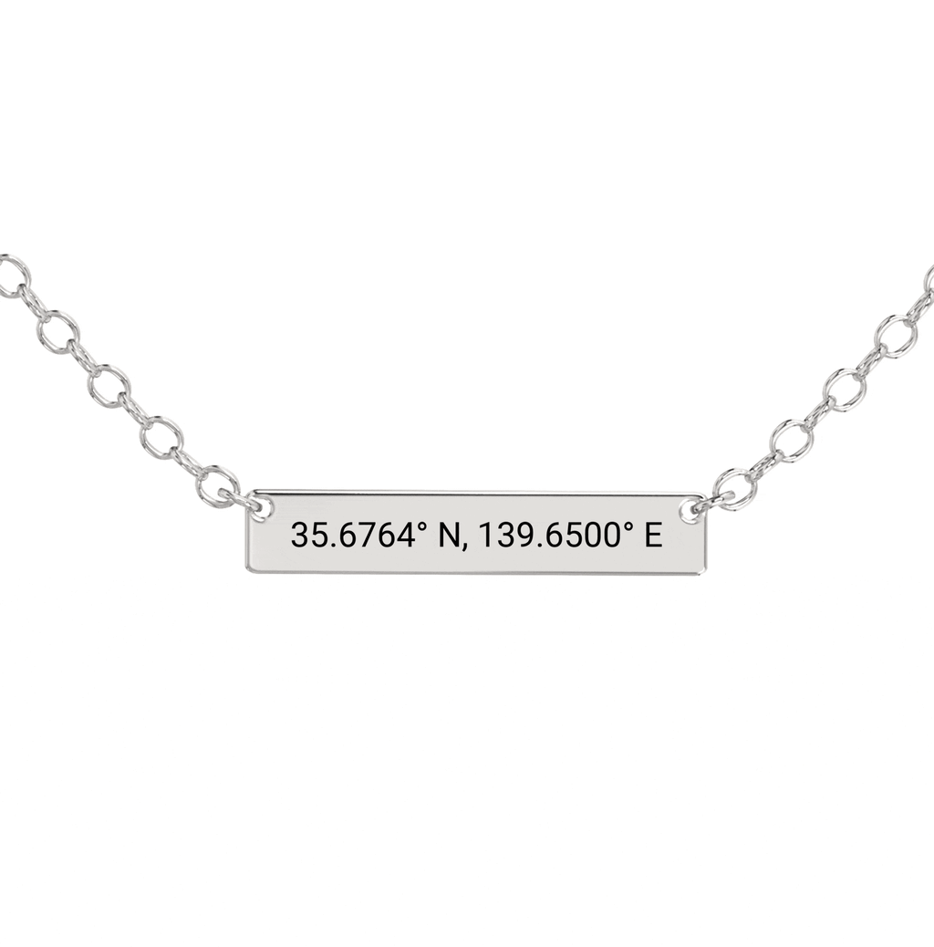 Collier Barre Horizontale Gravé Coordonnées