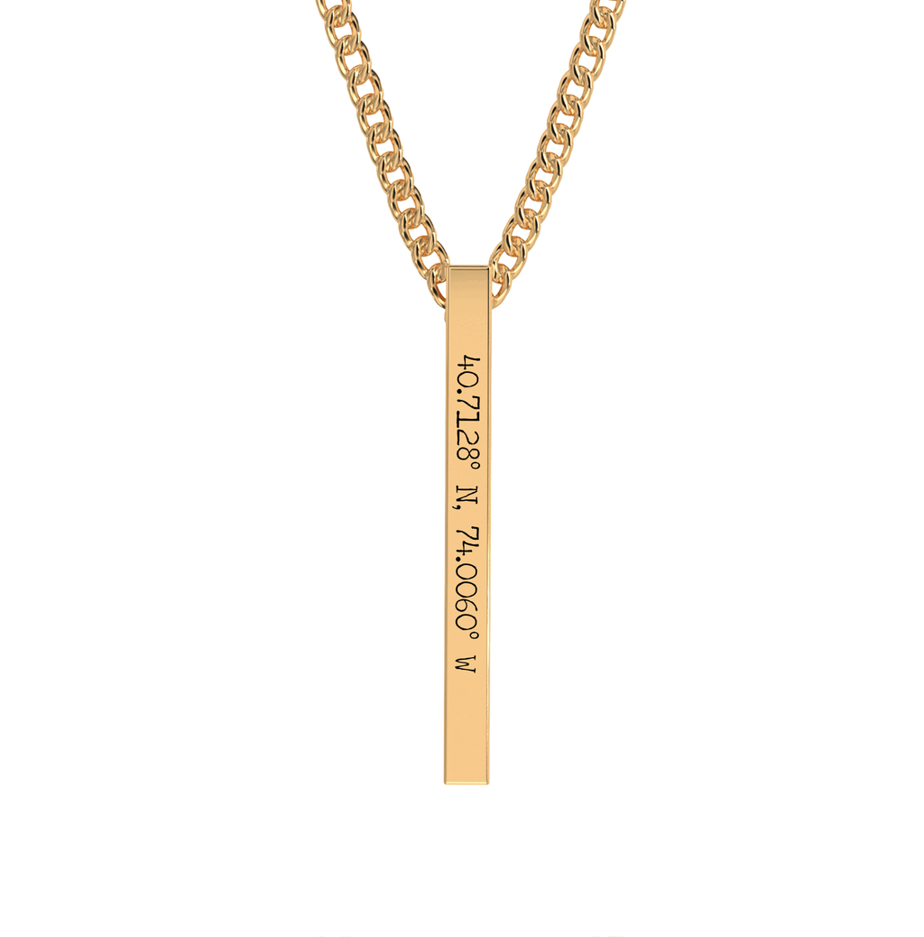 Collier Barre Gravé Coordonnées
