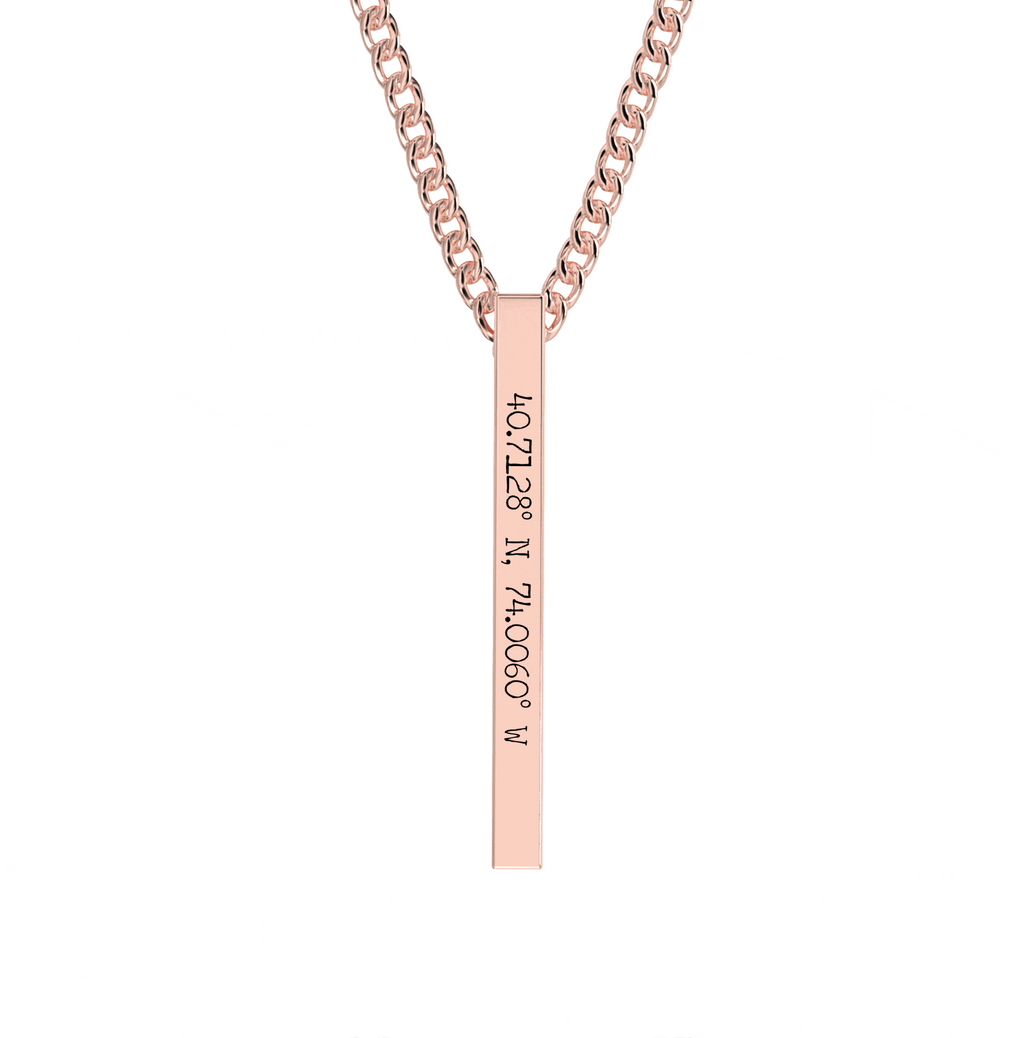 Collier Barre Gravé Coordonnées