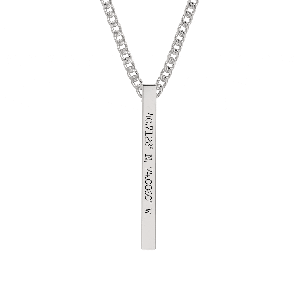 Collier Barre Gravé Coordonnées