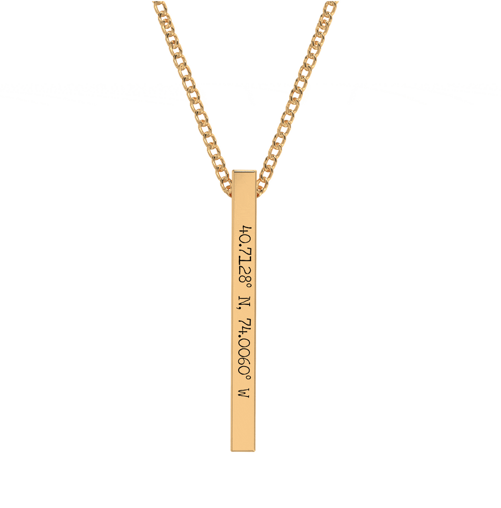 Collier Barre Gravé Coordonnées