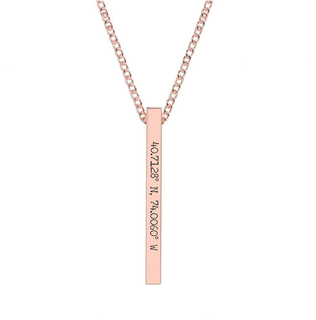 Collier Barre Gravé Coordonnées