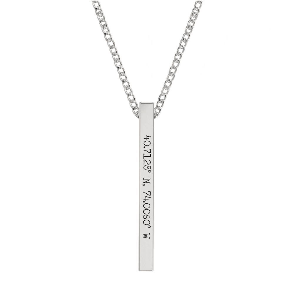 Collier Barre Gravé Coordonnées