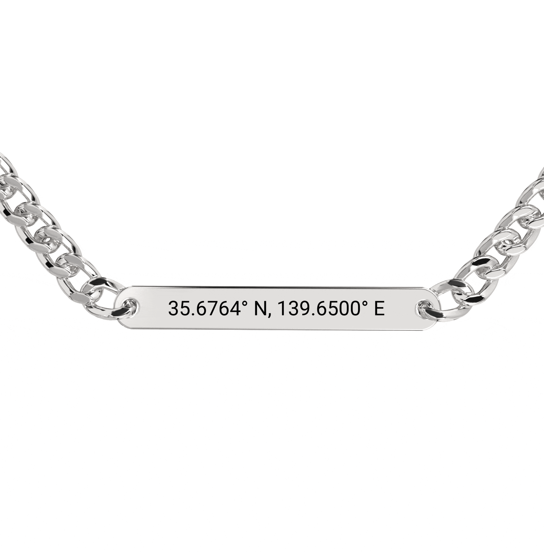 Coordinate Engraved Chunky Bracelet