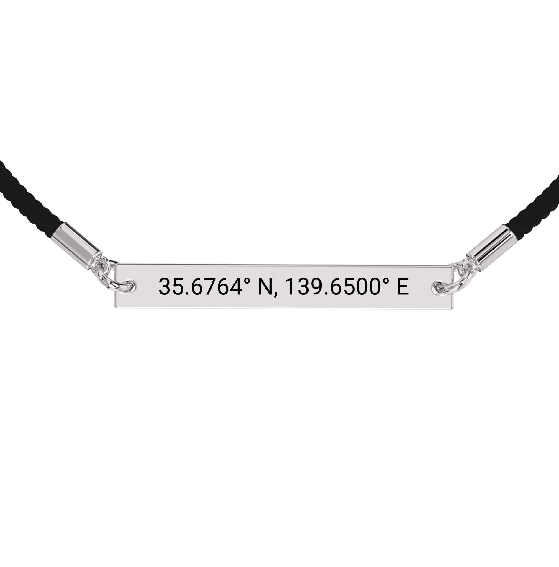 Coordinate Engraved Rope Bracelet