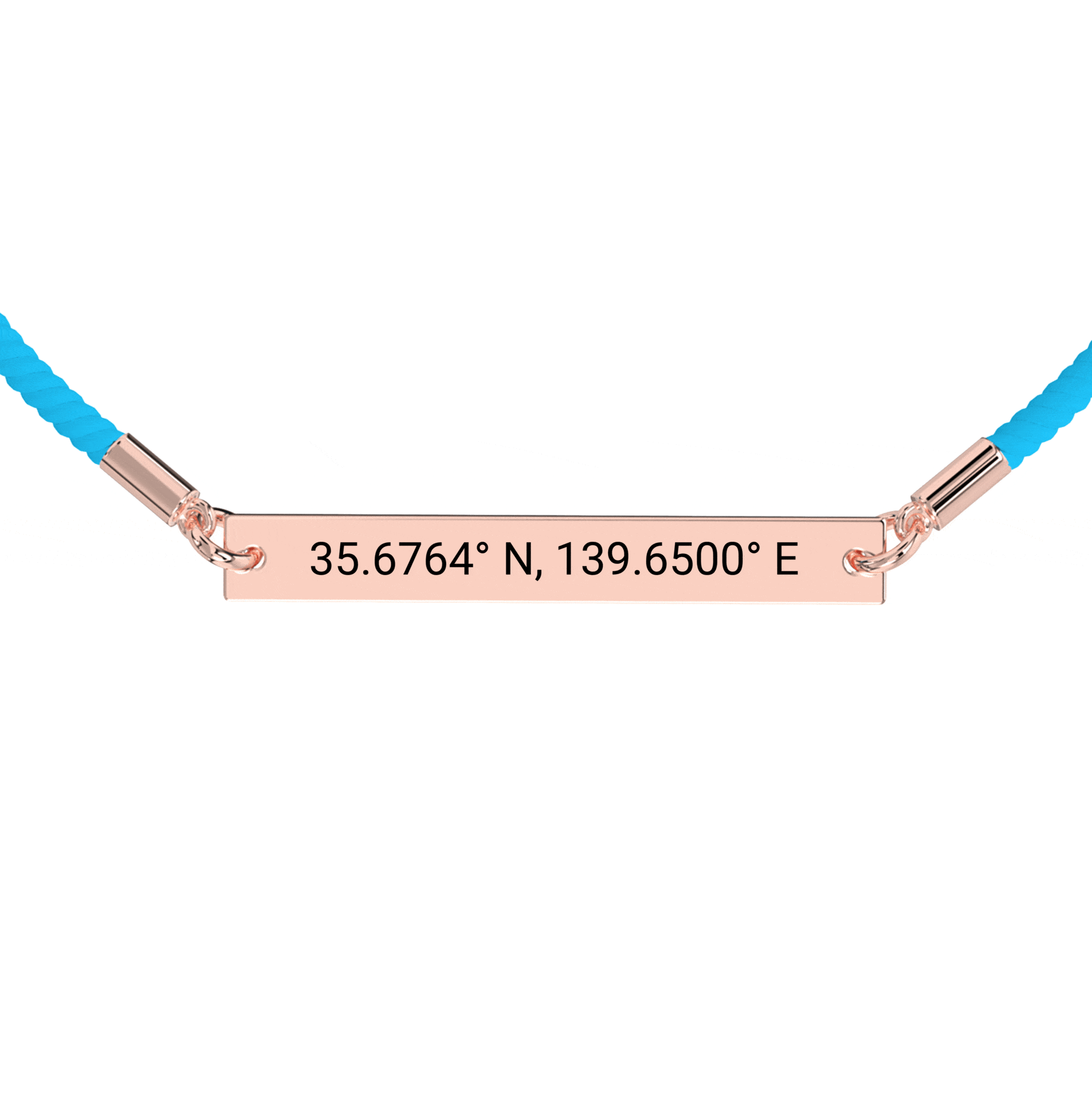 Coordinate Engraved Rope Bracelet