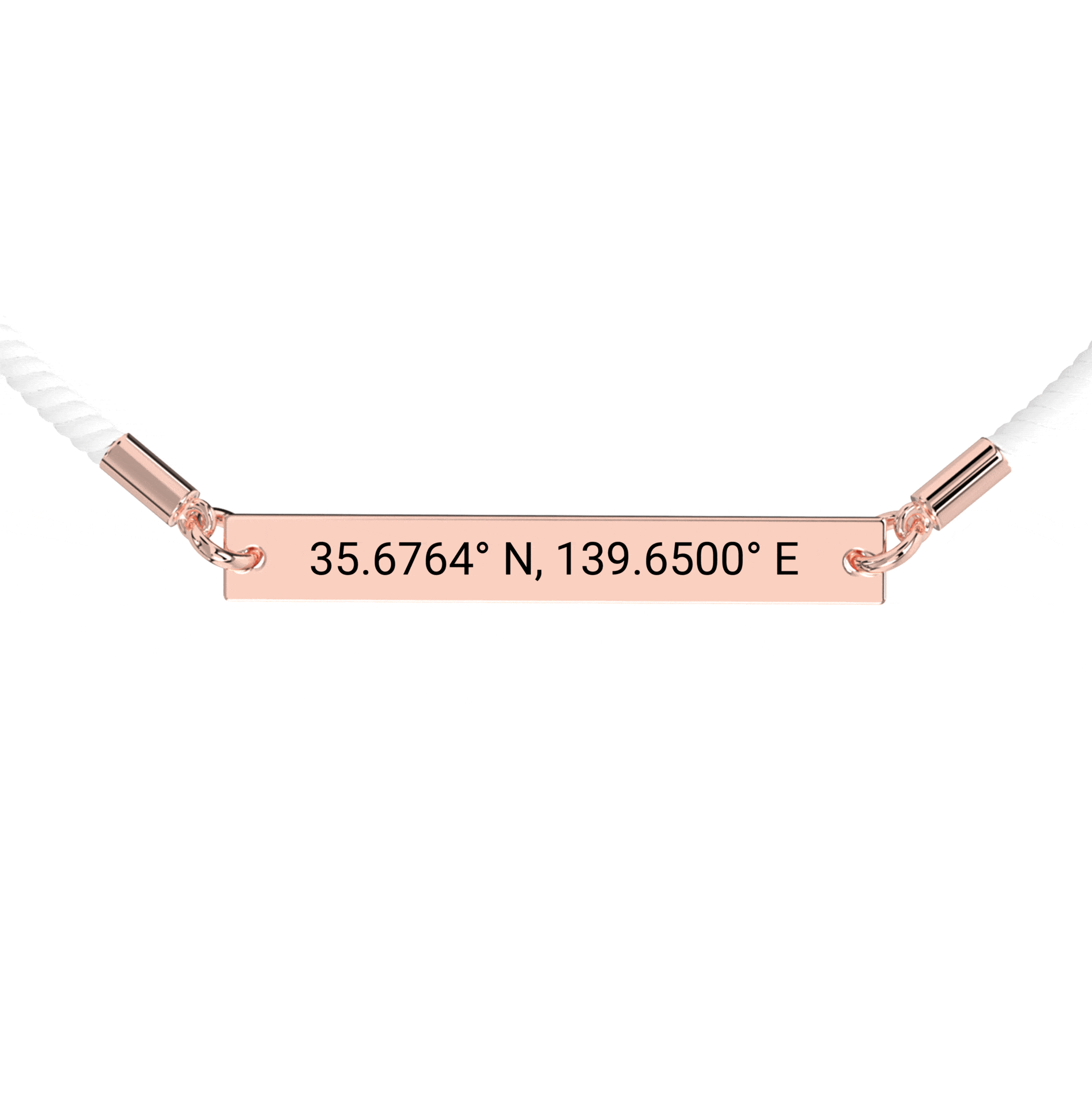 Coordinate Engraved Rope Bracelet