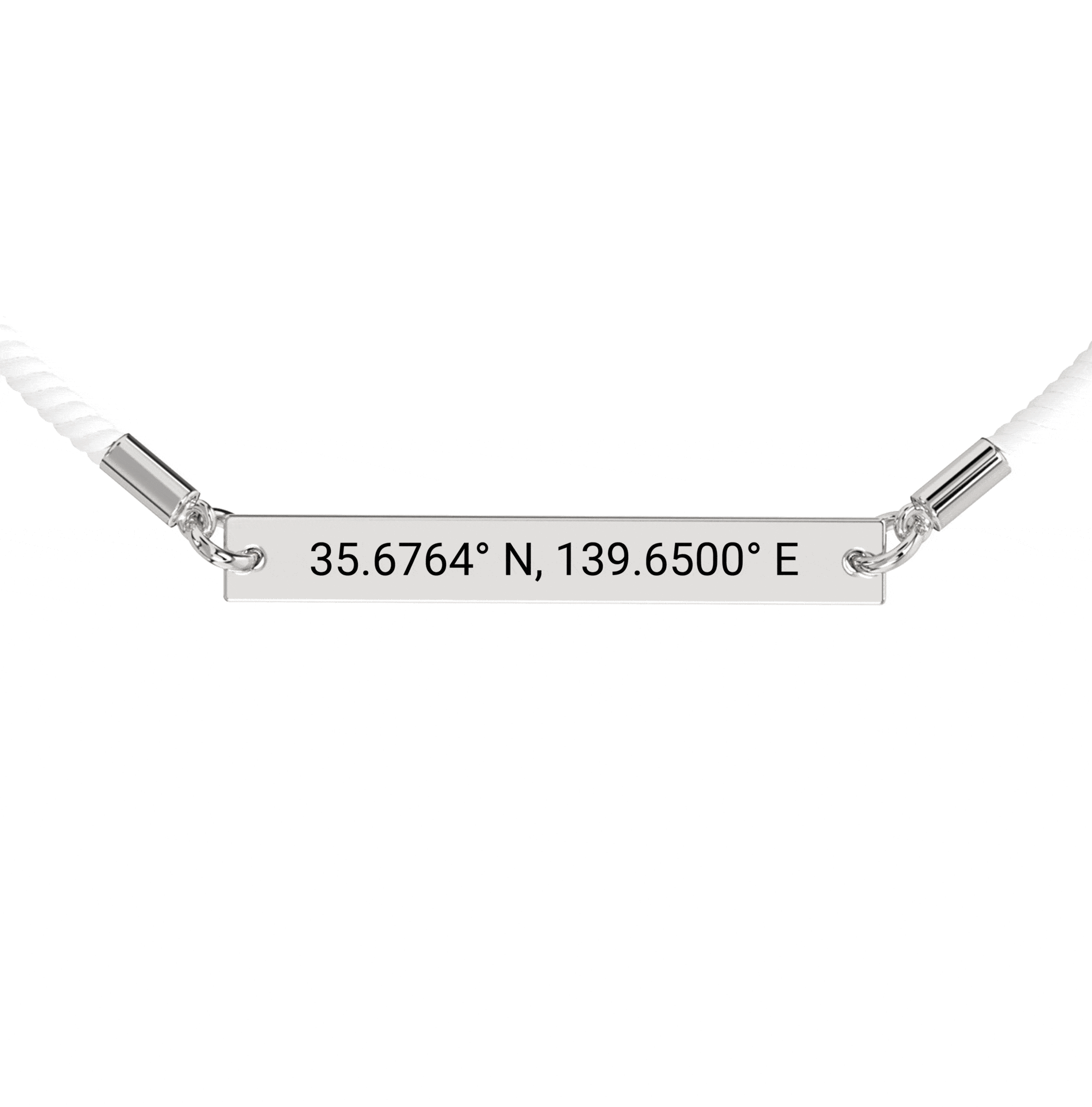 Coordinate Engraved Rope Bracelet