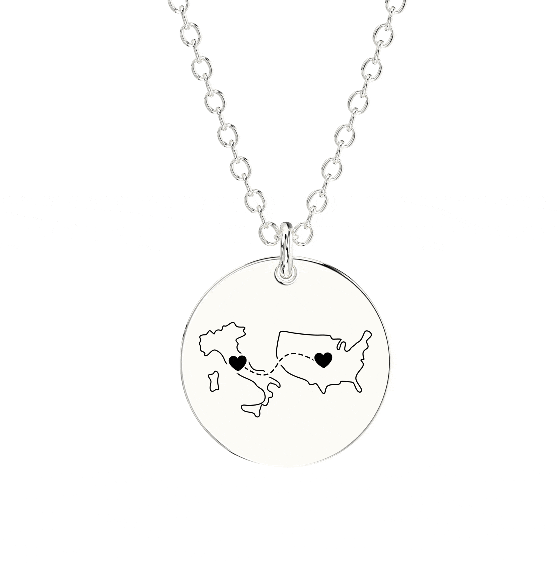 Dual Maps Engraved Necklace