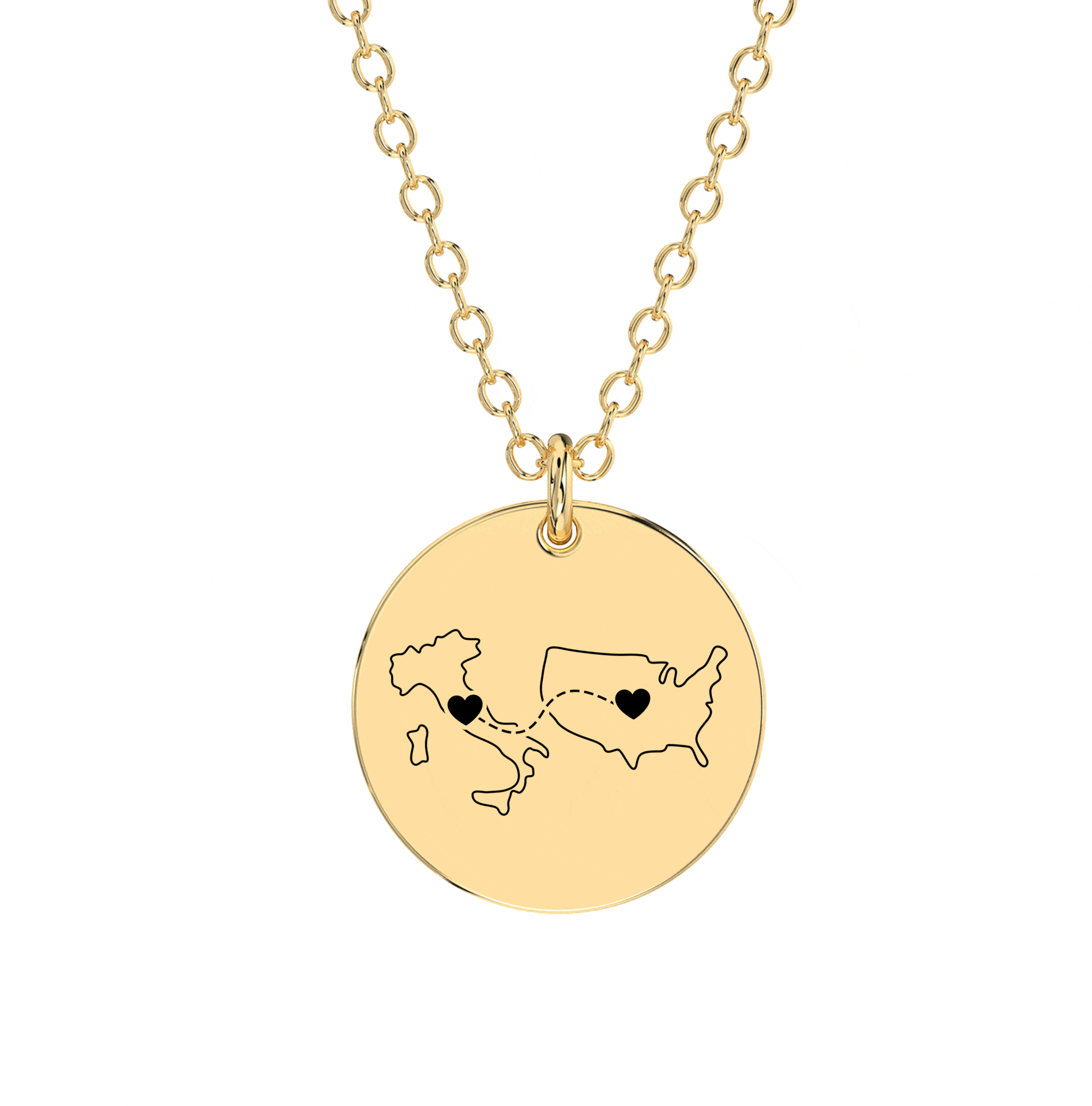 Dual Maps Engraved Necklace