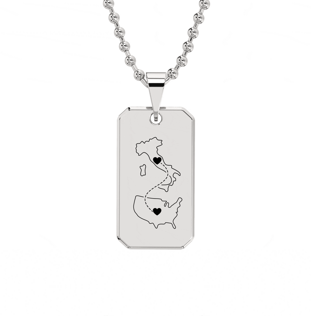 Collier Plaque Militaire Gravé Double Cartes