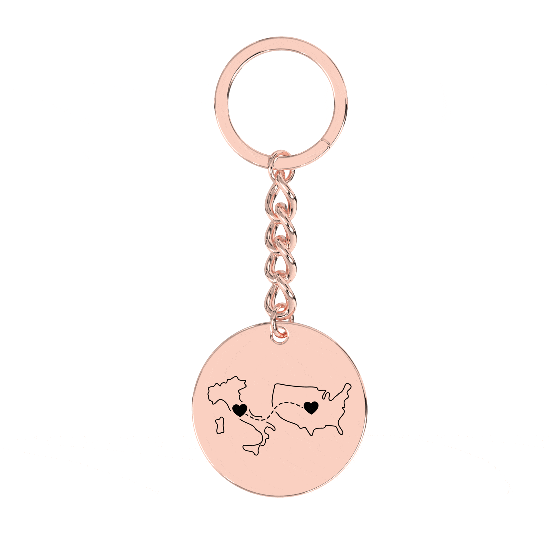 Dual Maps Engraved Keychain