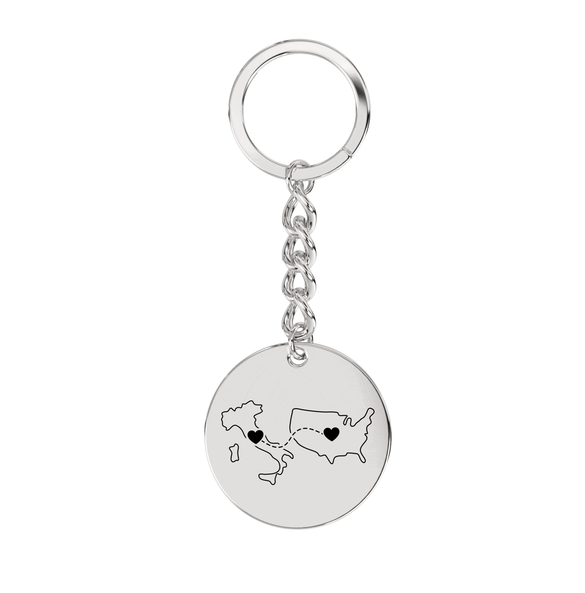 Dual Maps Engraved Keychain