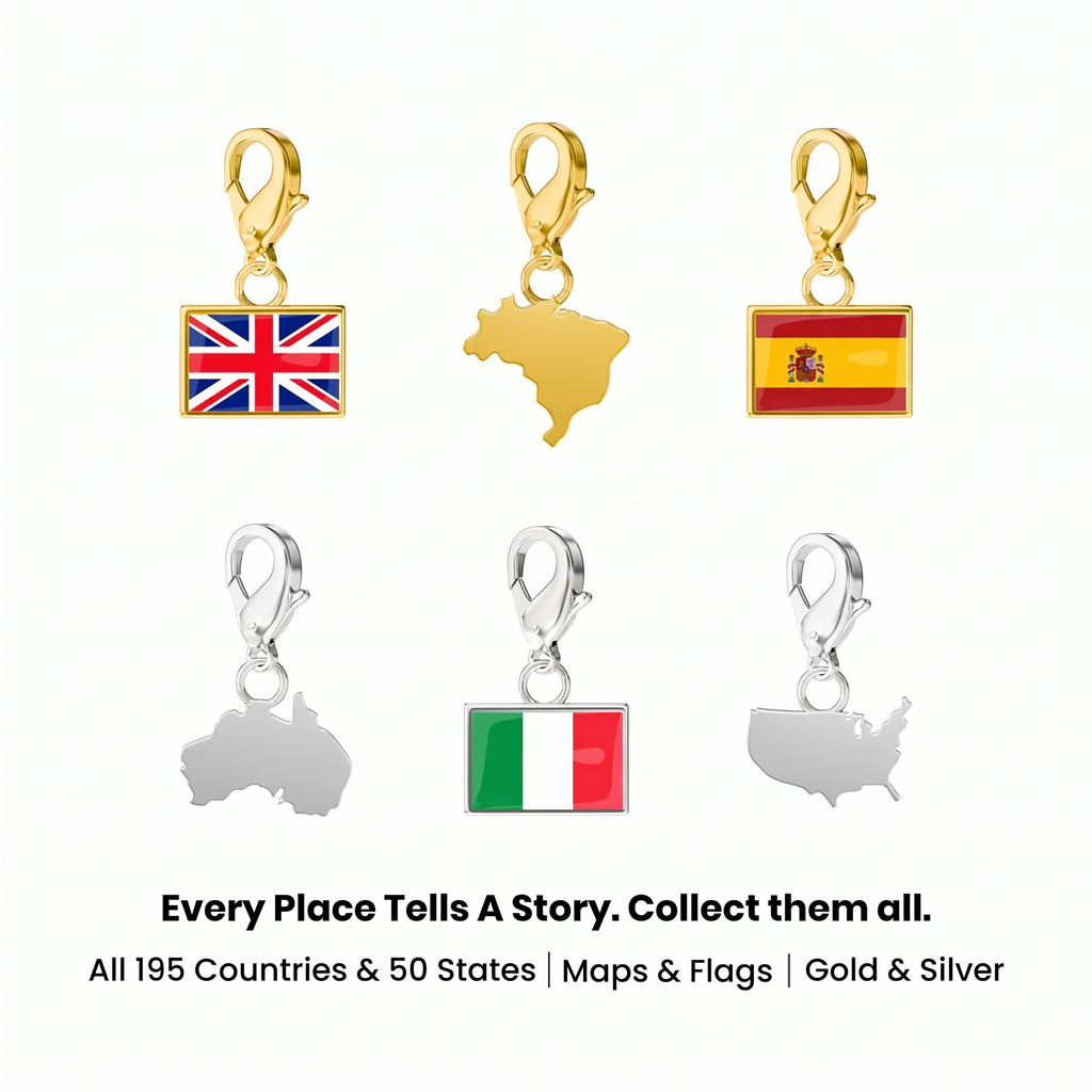 Flag & Map Charms Set